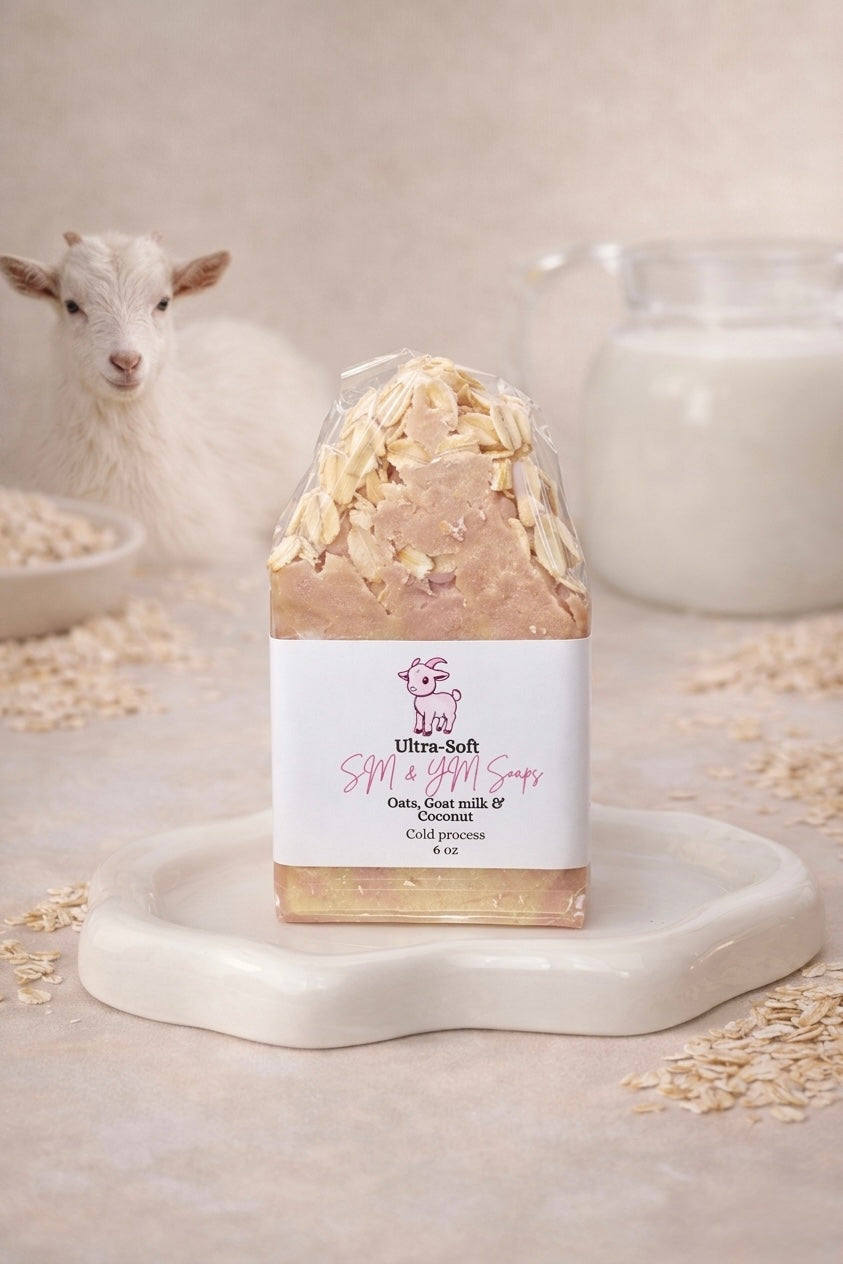 Oats, Goat milk and Coconut Handmade Exfoliant soap/Jabón Ultra-Suave de Avena, leche de Cabra y Coco