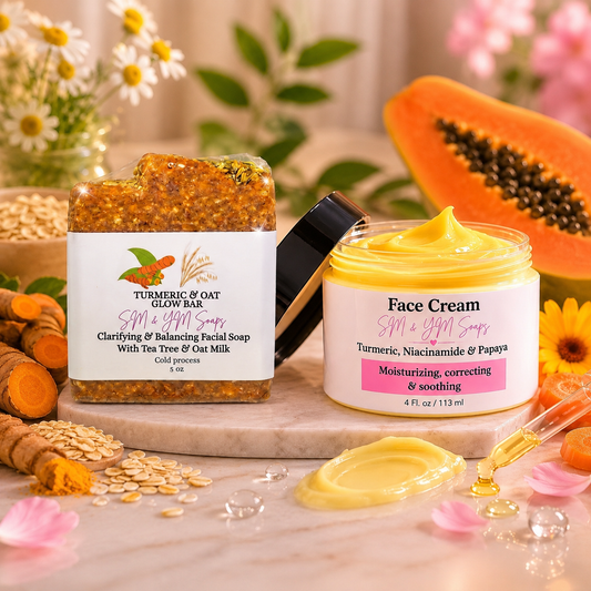 Corrector and tone illuminator duo / facial cream with niacinamide & turmeric/ Anti-stain illuminating soap