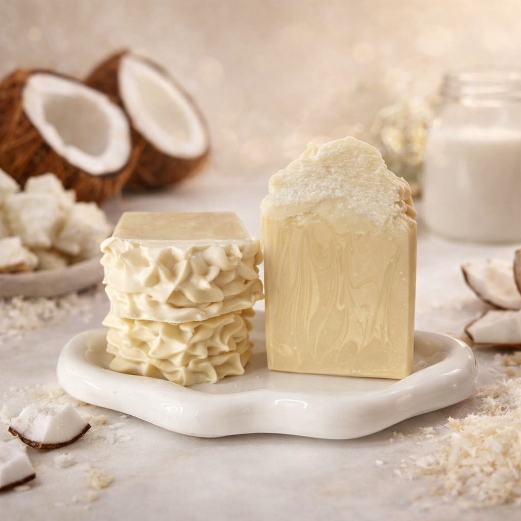 Super Creamy Coconut and Exotic Butter handmade Soap/Jabón Súper Cremoso de Coco y Mantecas Exóticas