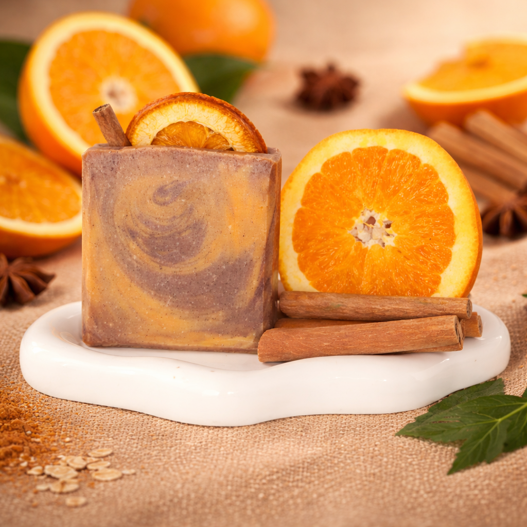 Orange and cinnamon handmade soap, rustic energy/Jabón de naranja y canela, energía rústica